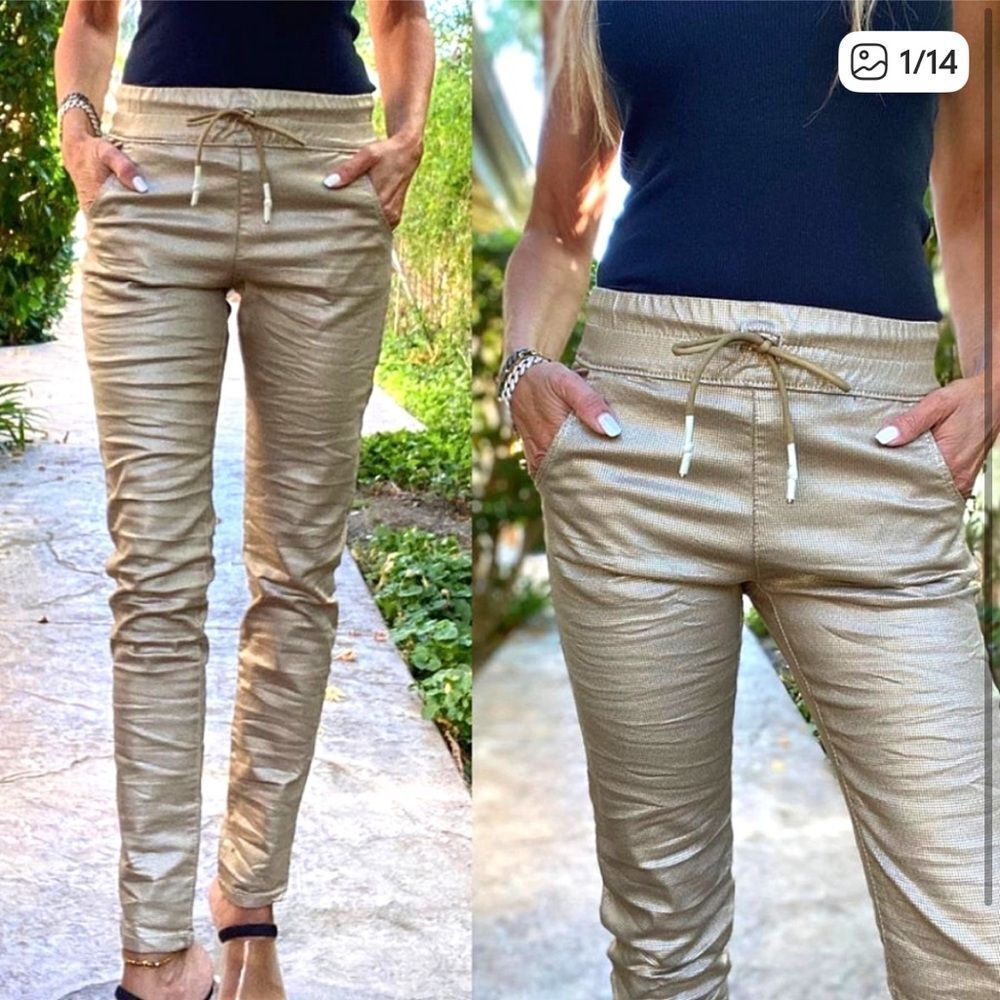 Bevy Flog Shely Pant Gold Original Metallic Grid